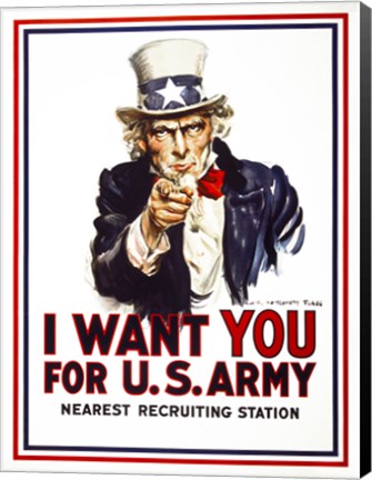 Framed I Want You For U.S. Army Print
