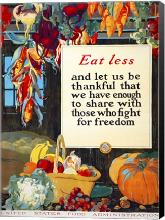 Framed Eat Less, and Let us be Thankful Print