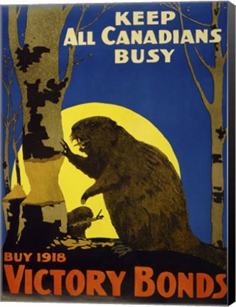Framed Keep All Canadians Busy, 1918 Victory Bonds Print