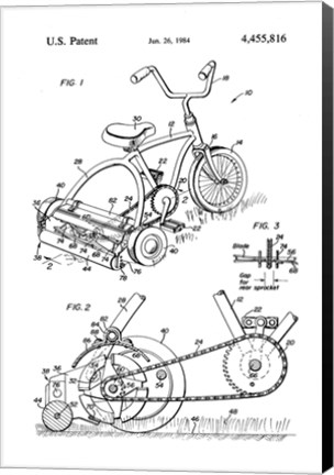Framed Pedal Operated Mower, No Fossil Fuels Used Print