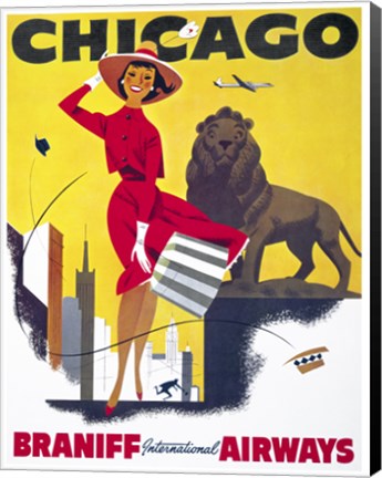Framed Chicago, Braniff International Airways Print
