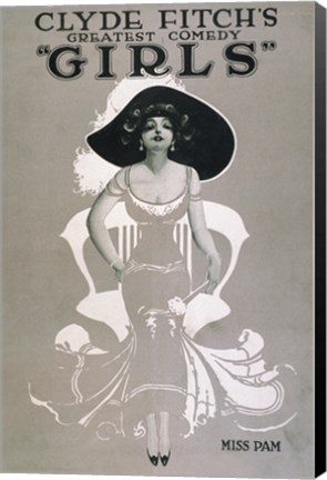 Framed Clyde Fitch&#39;s Greatest Comedy, &quot;&quot;Girls&quot;&quot; Miss Pam Print