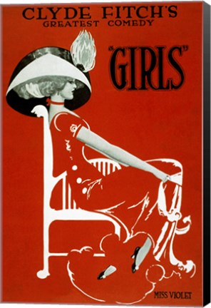 Framed Clyde Fitch&#39;s Greatest Comedy, &quot;&quot;Girls&quot;&quot; Print