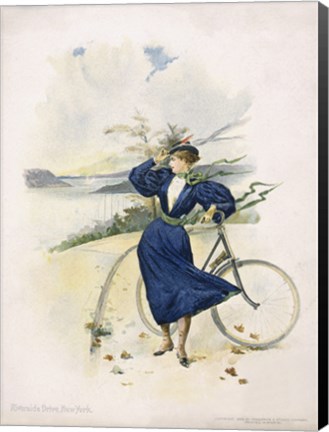 Framed Cycling, Riverside Drive, New York Print