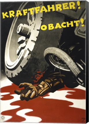 Framed Kraftfahrer! Obacht! Print