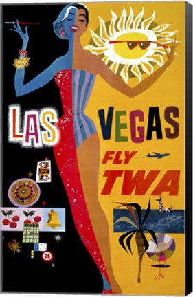 Framed Las Vegas, Fly TWA Print