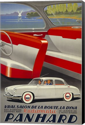 Framed Panhard Automobiler by Mediterranean Beach Print