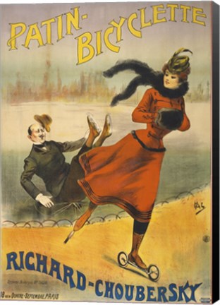 Framed Patin-Bicyclette - Richard-Choubersky Print