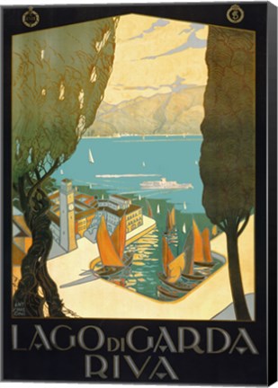 Framed Wharf on Lake Garda Italy Print