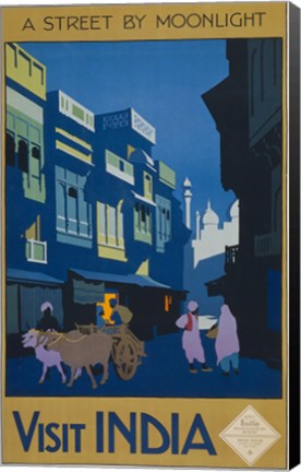Framed Street by Moonlight - Visit India Print