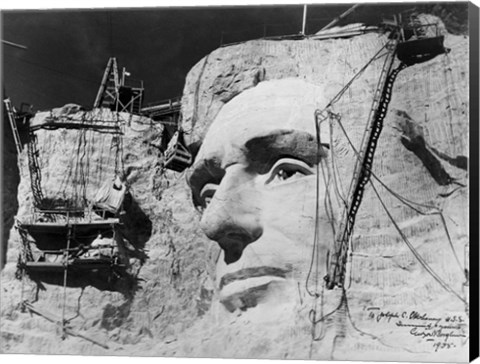 Framed Abraham Lincoln on Mount Rushmore Print
