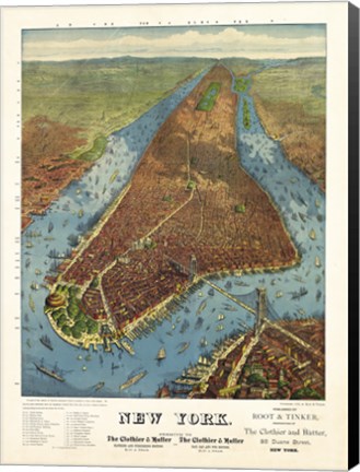 Framed Aerial Map for Root &amp; Tinker of New York Print