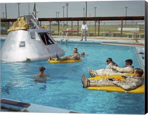 Framed Apollo 1 Astronauts Working by the Pool Print