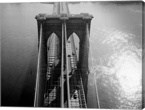 Framed Brooklyn Bridge Tower Aerial Print
