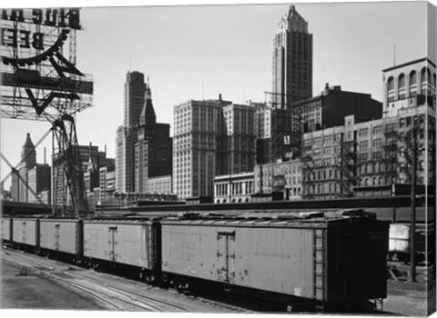 Framed Chicago Skyline from Water Street Print