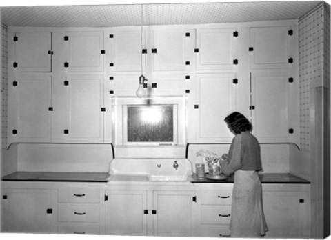 Framed Modern Rural Kitchen 1930's Print