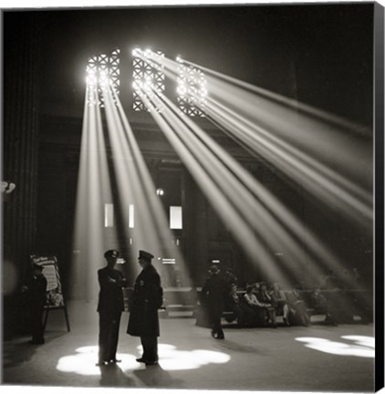 Framed Police in Waiting Room of the Union Station, Chicago Print