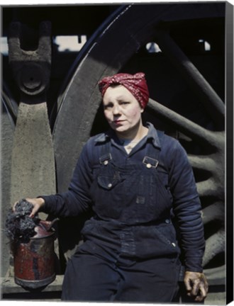 Framed Railroad Wiper at Roundhouse, Clinton, Iowa Print