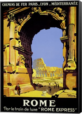 Framed Rome Express Rome, Par le Train de Luxe Print
