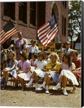Framed School Children, 1/2 Polish 1/2 Italian Print