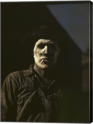 Framed Worker at Carbon Black Plant, Sunray, Texas Print