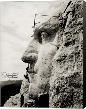 Framed Workmen on Face of George Washington Print