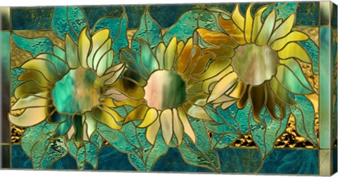 Framed Verdigris Sunflower Print