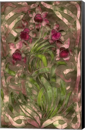 Framed Art Nouveau Pink Floral Print