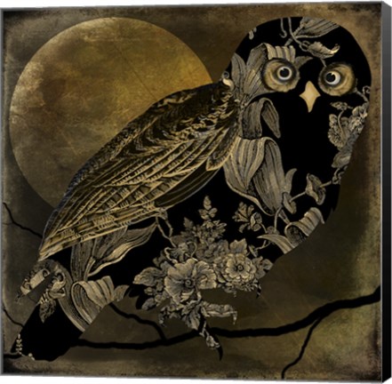 Framed Sepia Moon Owl Print