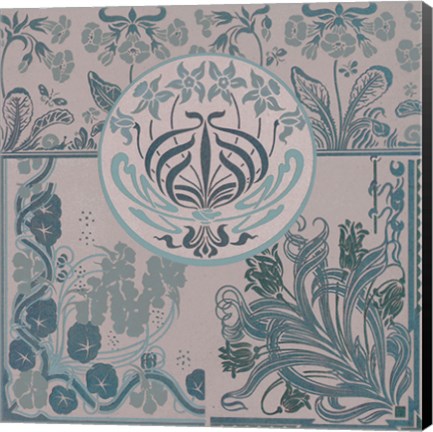 Framed Teal Art Nouveau Print