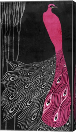 Framed Art Nouveau Pink Peacock Print