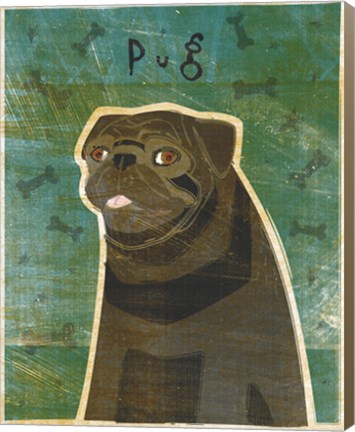 Framed Pug (black) Print