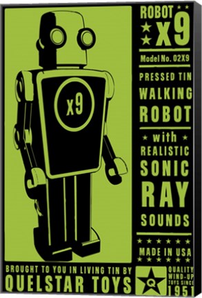 Framed Quelstar X9 Tin Toy Robot Print