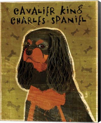 Framed Cavalier King Charles (black and tan) Print