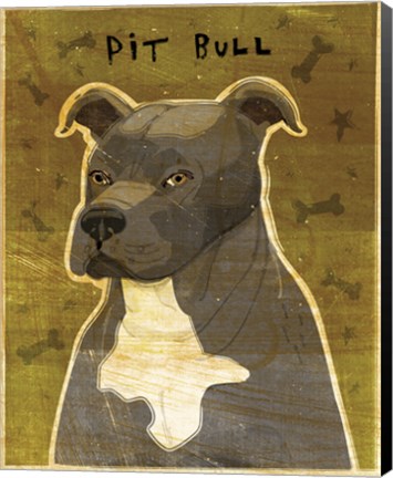 Framed Pit Bull (Gray) Print