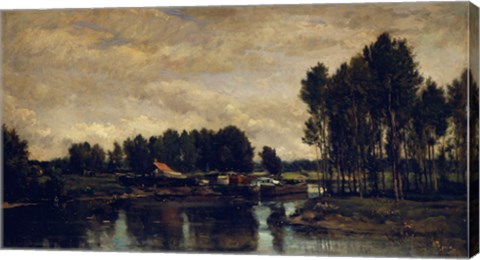 Framed Boats On The Oise, 1865 Print