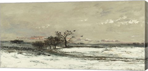 Framed Landscape With Snow And Setting Sun, 1873 Print