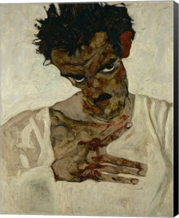 Framed Egon Schiele  Self-Portrait With Bent Head, 1912 Print