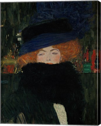 Framed Lady With Hat And Feather Boa, 1909 Print
