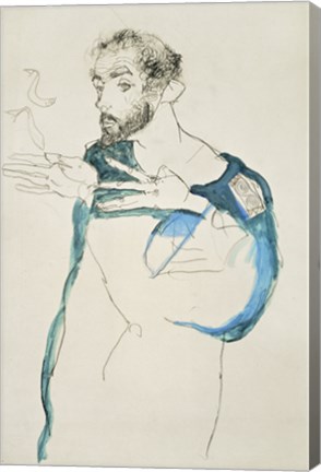 Framed Painter Gustav Klimt In His Blue Painter&#39;S Smock, 1913 Print