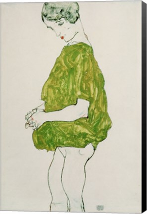 Framed Woman Standing with Hands Clasped, 1914 Print