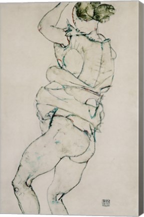 Framed Standing Semi-Nude With Raised Left Arm, 1914 Print