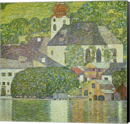 Framed Kirche in Unterach am Attersee - Church in Unterach on Attersee Print