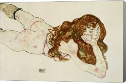 Framed Female Nude On Her Stomach, 1917 Print