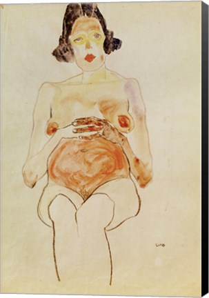 Framed Red Nude, Pregnant, 1910 Print