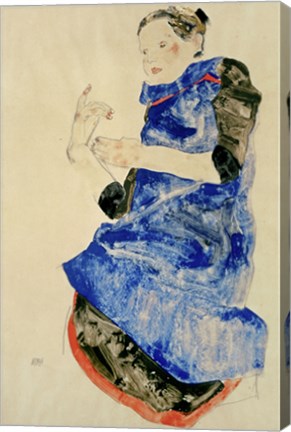 Framed Girl In Blue Apron, 1912 Print