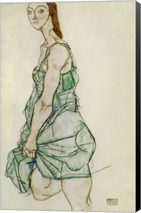 Framed Standing Woman In Green Shirt, 1914 Print