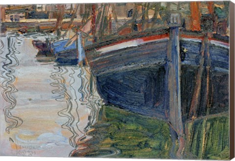 Framed Boats Mirrored In The Water, 1908 Print