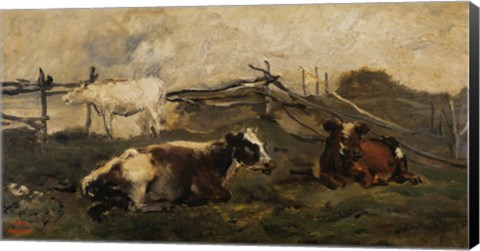 Framed Landscape With Cows Print