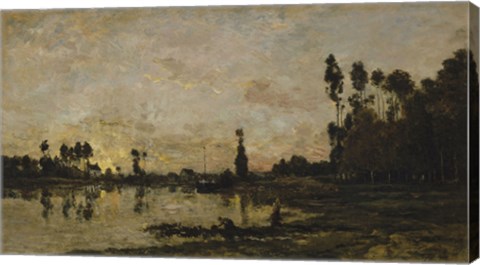 Framed Setting Sun Over The Oise, 1865 Print